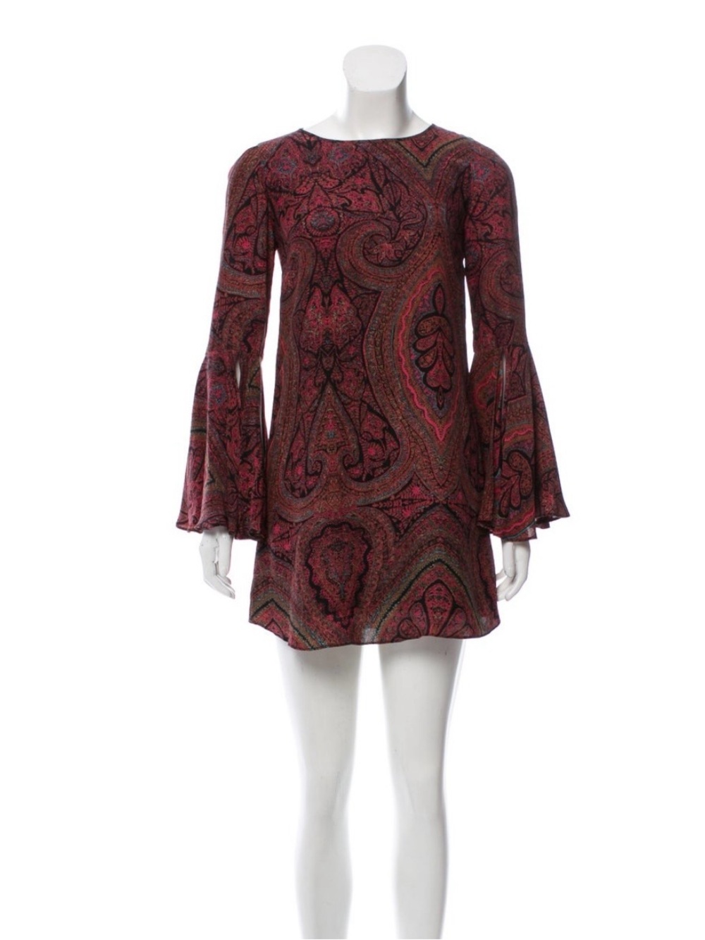 Elizabeth & James Silk Dress Maroon Paisley XS